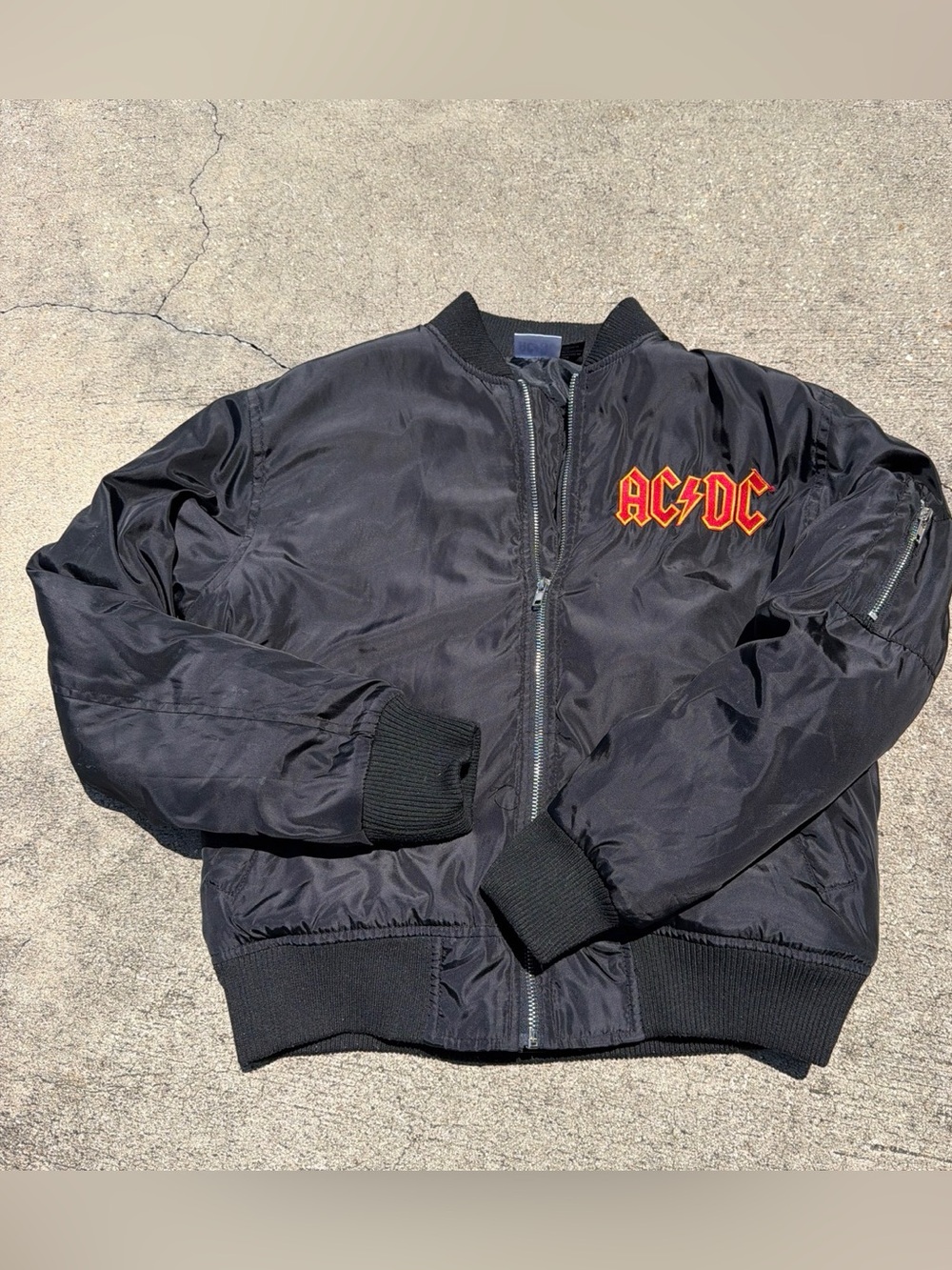 AC/DC Black Bomber Jacket with Logo